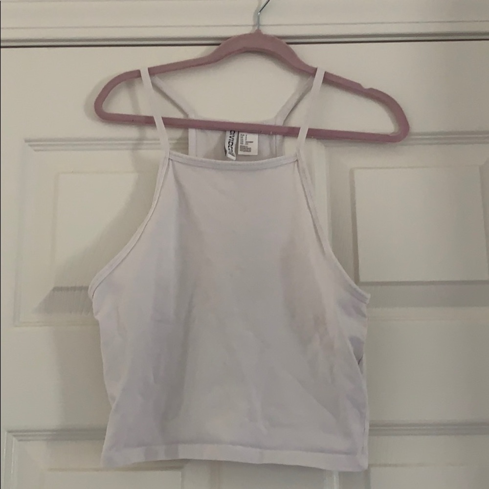 White cropped halter top